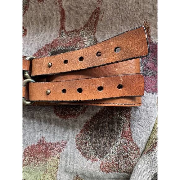 Brave Beltworks Wide Double Strap Brass Loops Brown Distressed Size 35-39” Waist - Picture 5 of 12